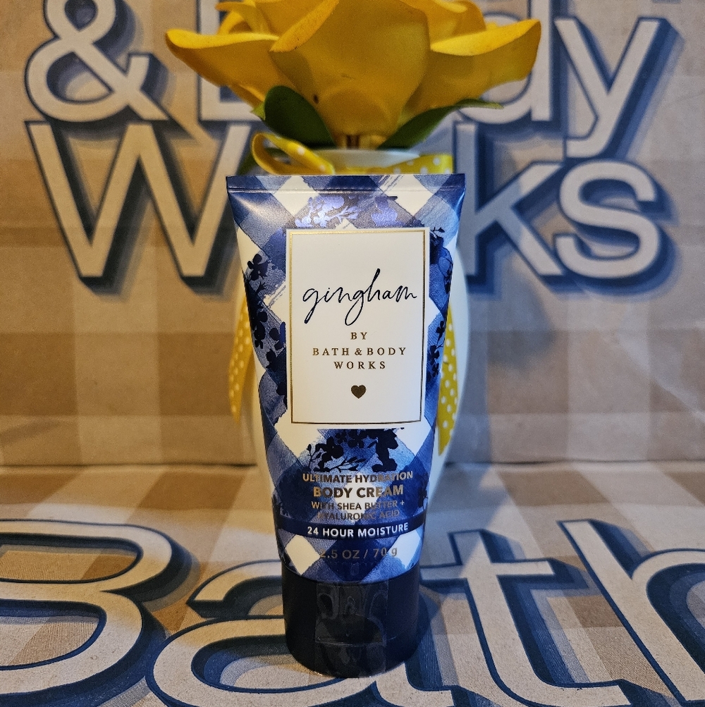 NWT Bath & Body Works Mini Gingham Body Cream - Blue and White
